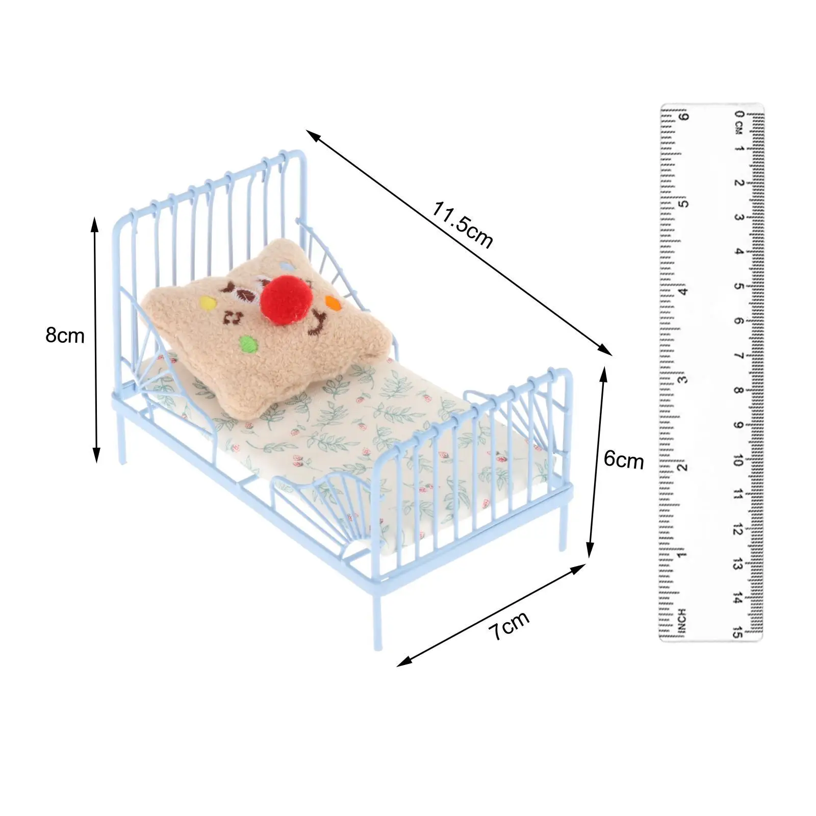 1:12 Dollhouse Miniature Bed Bird Pattern Miniature Scene Model 1:12 Dollhouse