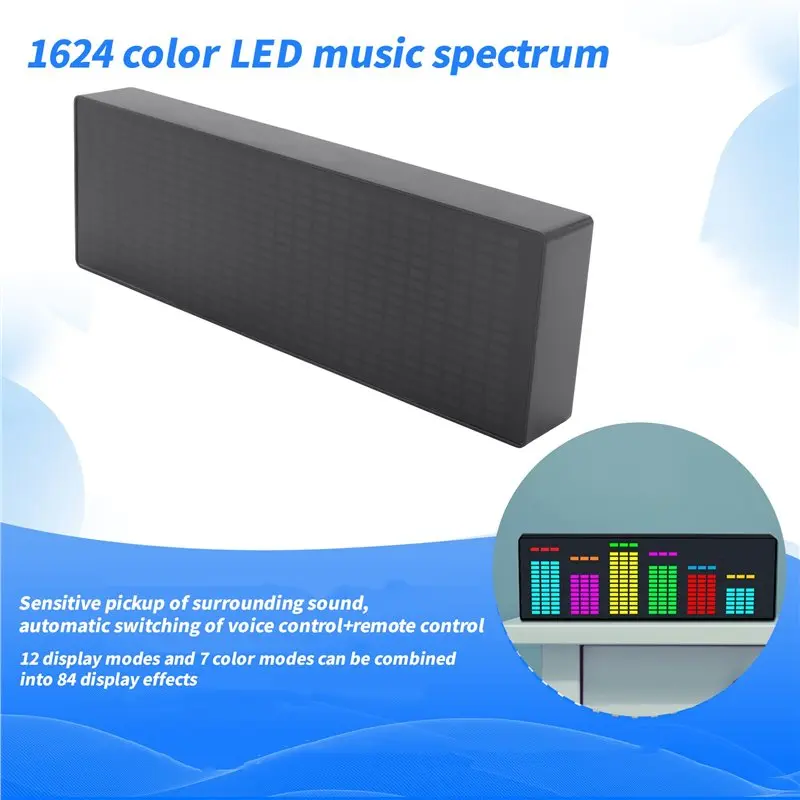 Q2-컬러 LED 음악 스펙트럼 전자시계 리듬 조명 1624RGB 폴라 분위기 램프(음성+유선 제어)