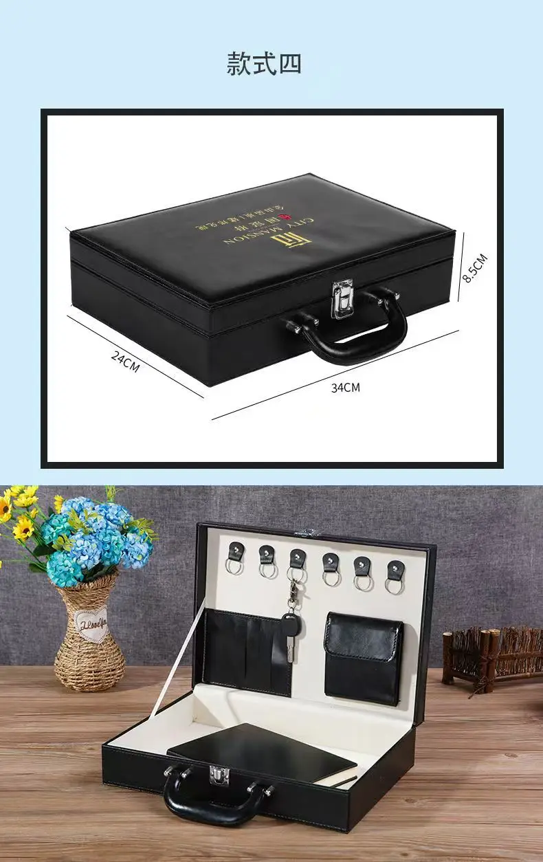 Delivery Spot Case Leather Toolbox Property Contract Key Box Large Capacity Briefcase without Logo