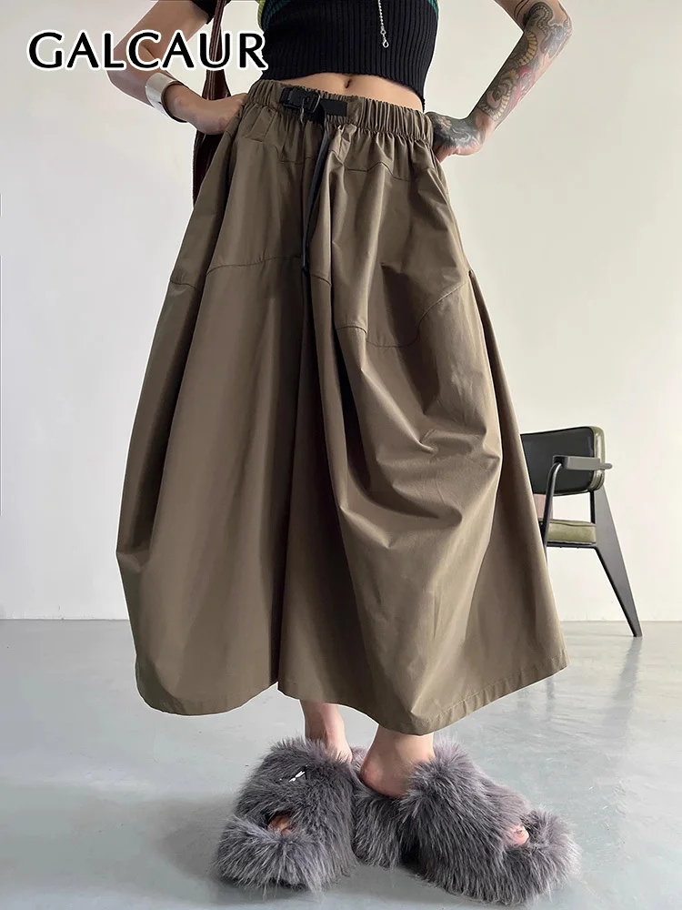 

GALCAUR Korean Minimalist Wide Leg Pants For Women High Waist Patchwork Lace Up Casual Loose Pant Female Summer Fashion Clothing