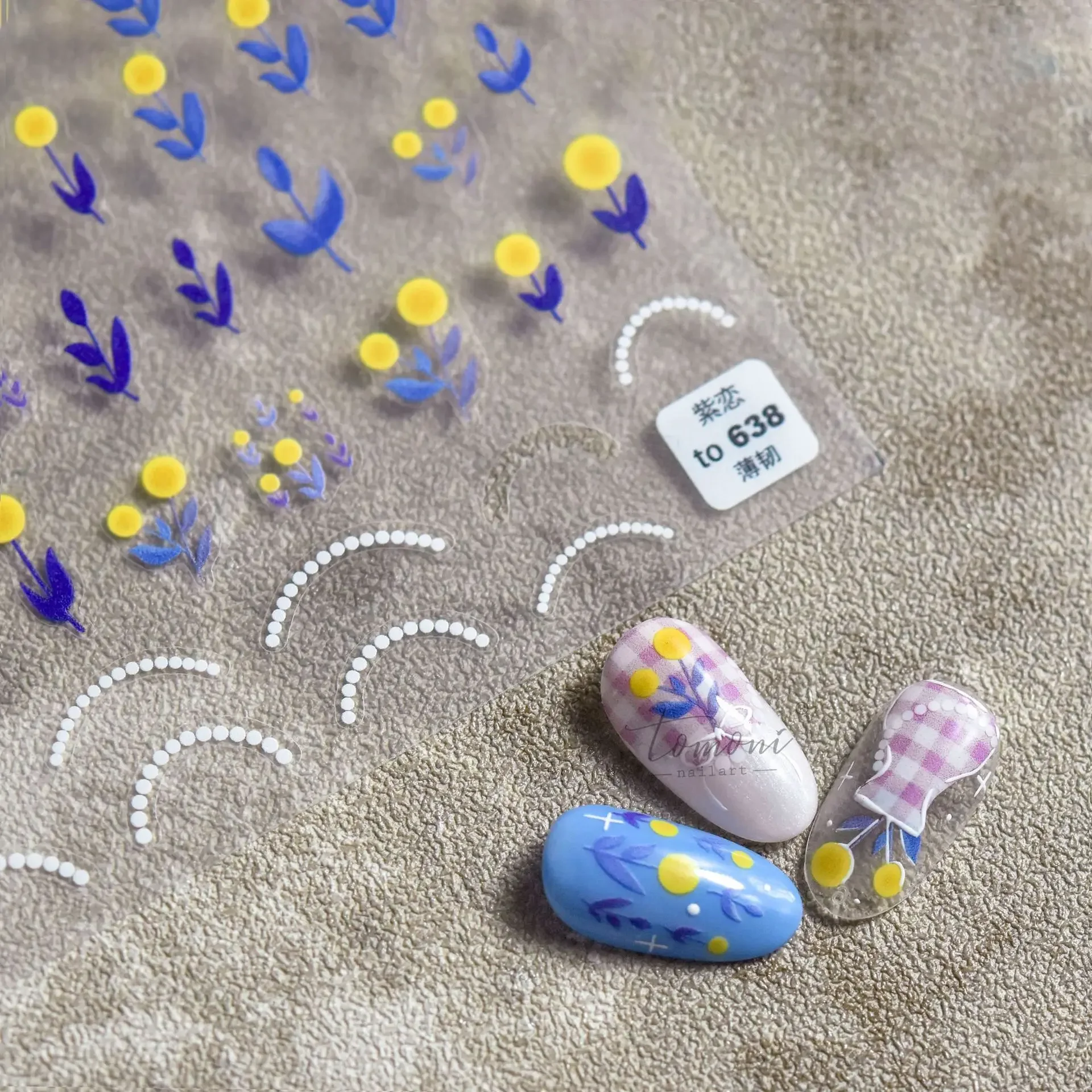 

High Quality Purple Tulip 3D Nail Art Sticker Hot Stamping English Cute Nail Art Sticker