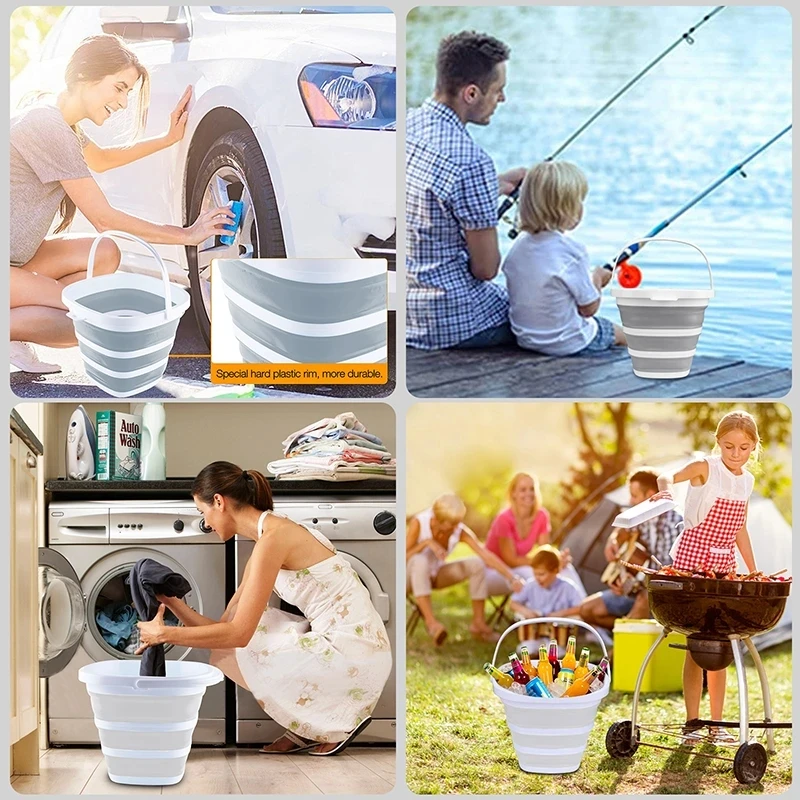 Portable Foldable Bucket Basin 5-10L Tourism Outdoor Cleaning Bucket  Fishing Camping Car Washing Buckets Clean Accessories - AliExpress
