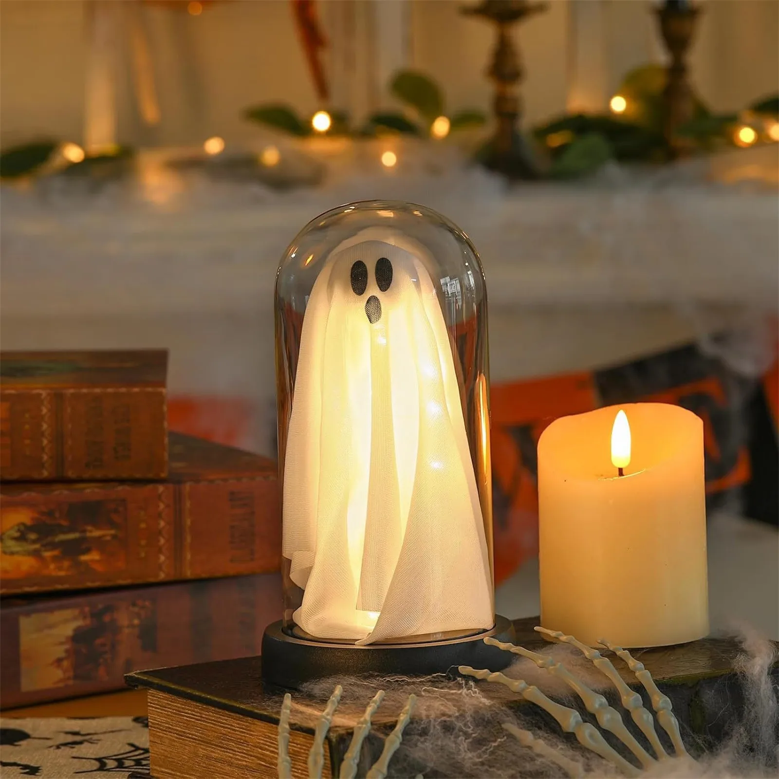 LED Glow Ghost Decorations Party Halloween Decoration for Home Indoor Outdoor Haunted House Bar Horror Props with Lights