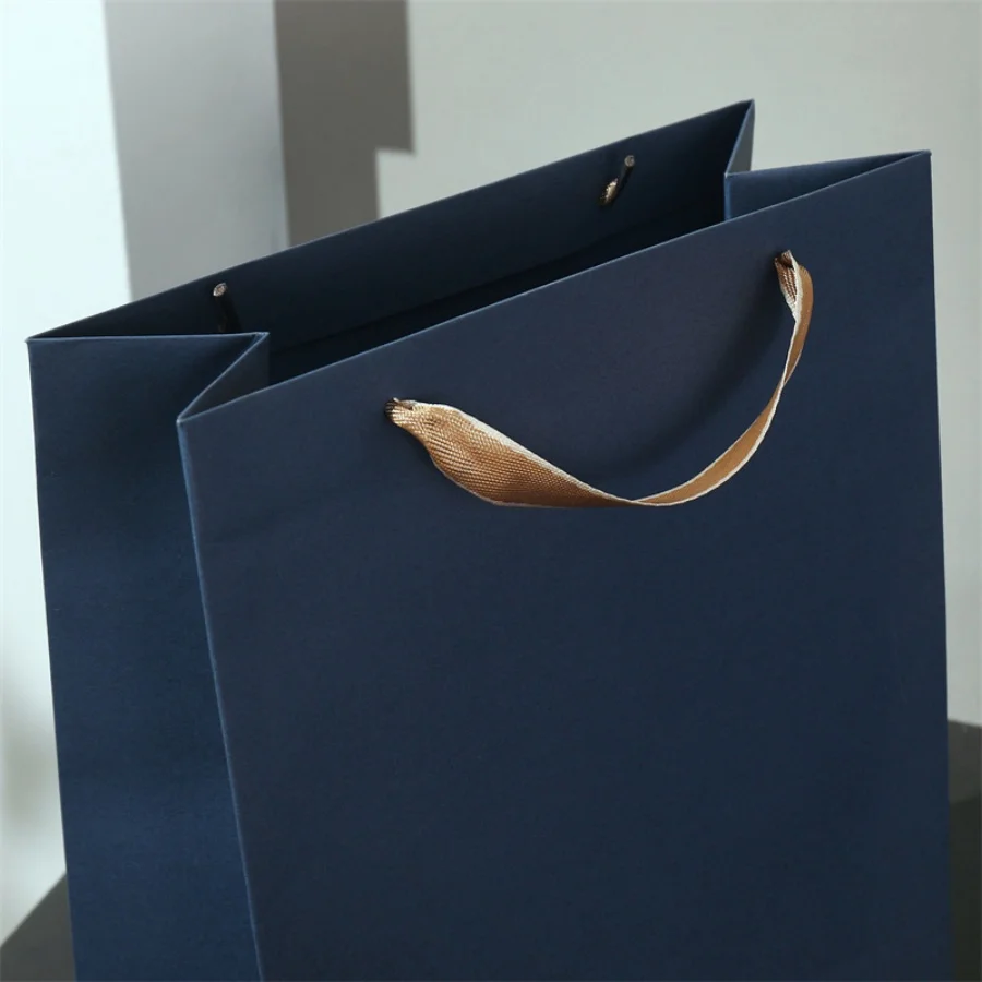 3pcs gift packaging bags retro navy paper bags fashionable business handbags clothing stores jewelry stores gift