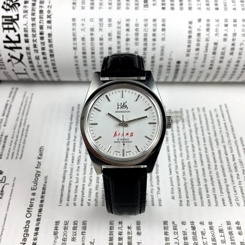 7120 타입 화이트 페이스 올스틸 충격 방지 수동 기계식 남성용 시계, 직경 37mm
