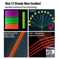 JOSBY Braided Fishing Line 12 Strands Smooth Multifilament  PE Weave Sea Freshwater Extreme Japan Carp Thread 100/300/500/1000M 2