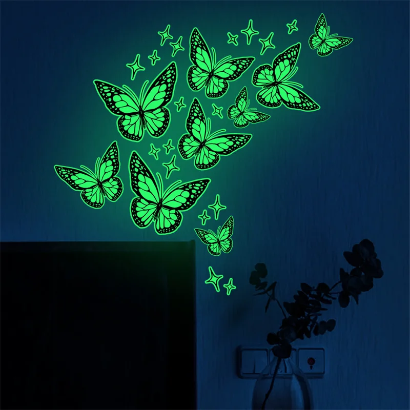 12Pcs Glow in The Dark 3D Butterfly Wall Stickers Butterfly Decals for Kids  Bedroom Nursery Living Room Luminous Home Garden - AliExpress