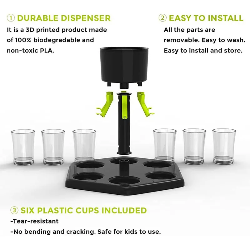 Plastic Shot Dispenser 6 with holder Shot Buddy Dispenser Liquor Pourer Glasses Bar Glasses for Filling Drink