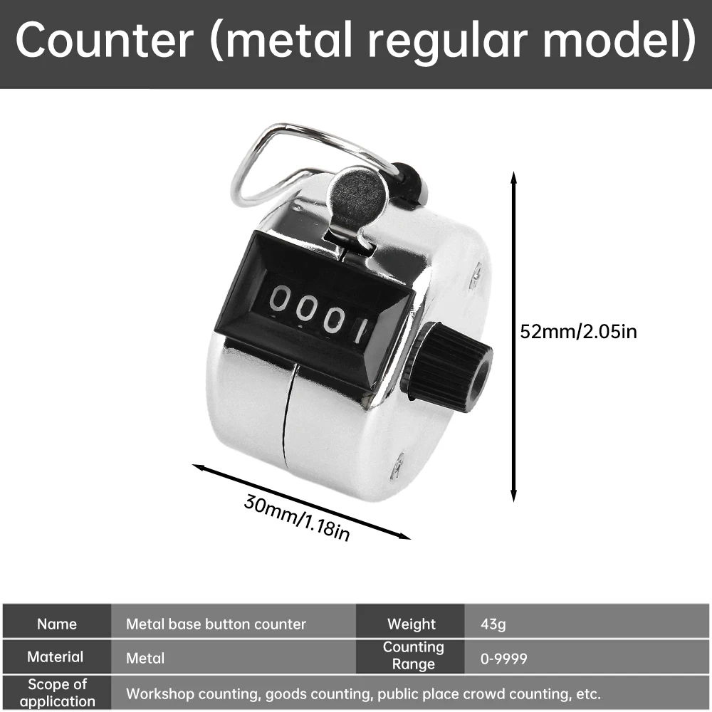 Description Picture 6 of itemMetal Handheld Tally Counter 4-Digit Number Count Clicker Counter, Hand Mechanical Counters Clickers Pitch Counter for Coaching