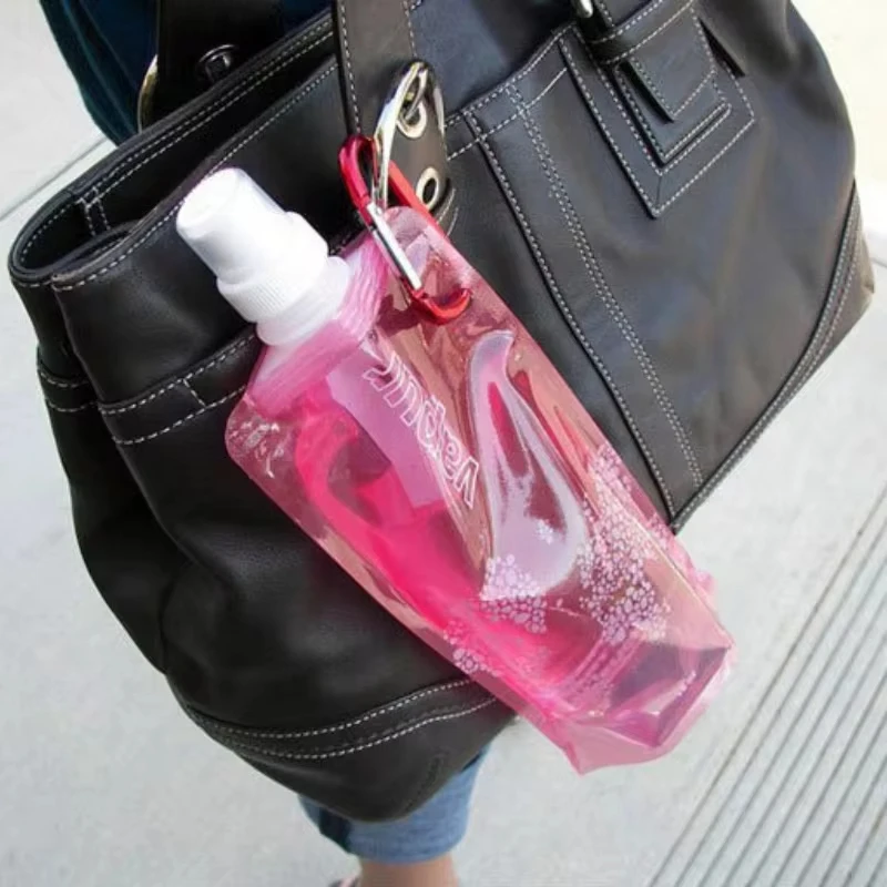 500ML 휴대용 초경량 접이식 실리콘 접이식 물병 물 주머니 야외 스포츠 용품 하이킹 캠핑 소프트 플라스크 가방