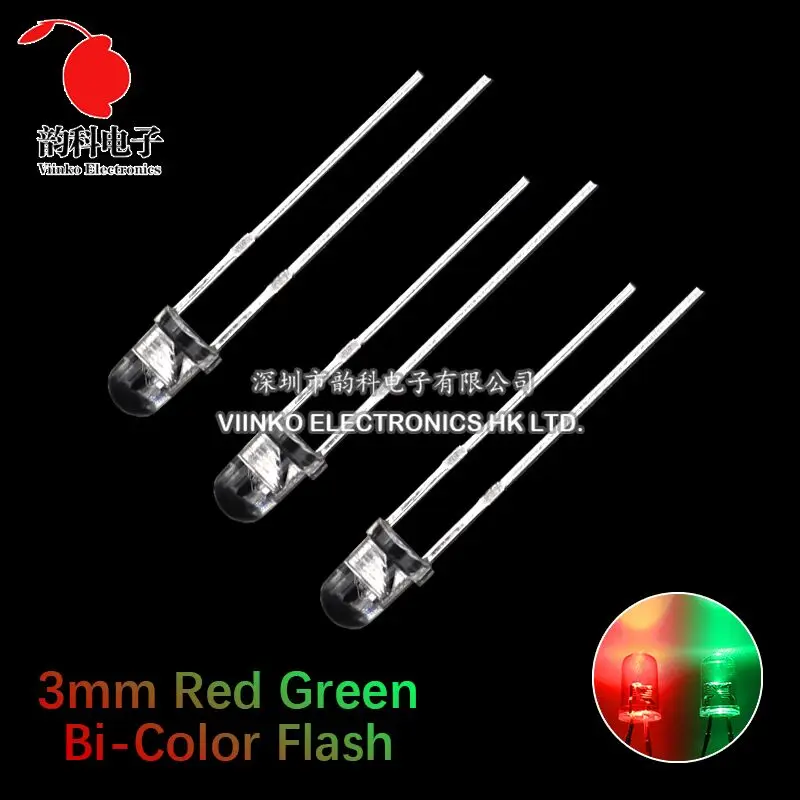 50 Pz F3 3Mm Flash Rosso Verde Bicolore Diodo Emettitore Di Luce Automatico Lampeggiante Led Flash Control Lampeggiante 3Mm Led Diodo Fai Da Te