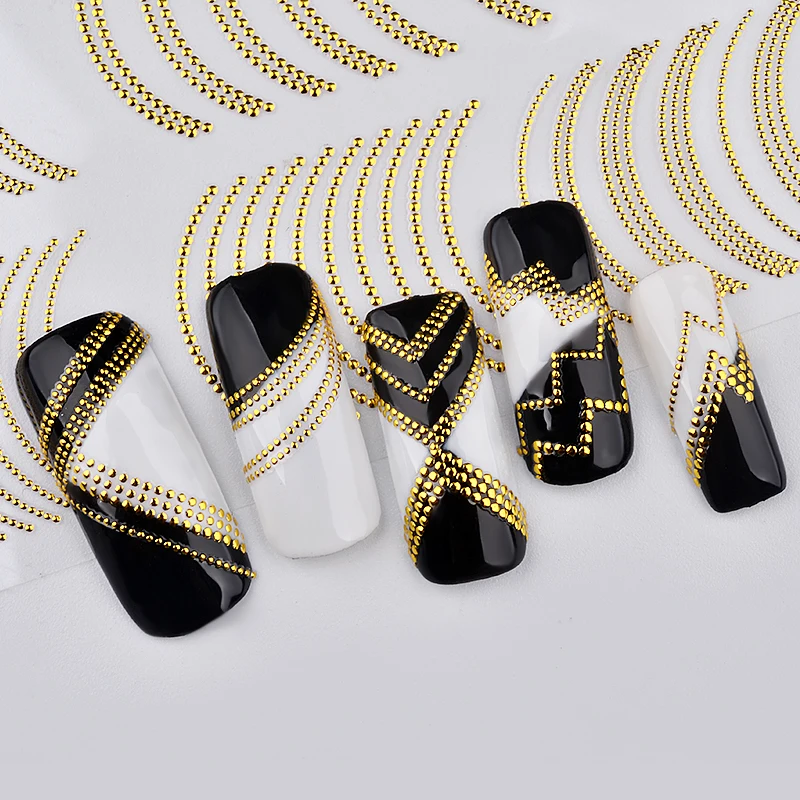 1 Sheet 3D Metal Nail Art Stickers Gold Bow Cross Flowers Designs Rivert Adhesive Decals DIY Manicure Supplies | Красота и здоровье