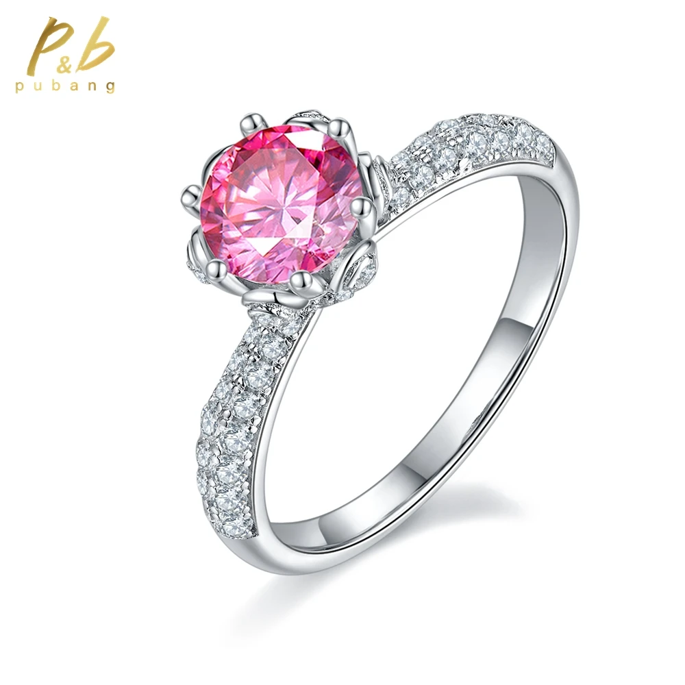 

PuBang Four Color GRA Moissanite Diamond Ring Fine Jewelry Real 925 Sterling Silver for Women Sparkling Party Gift Free Shipping