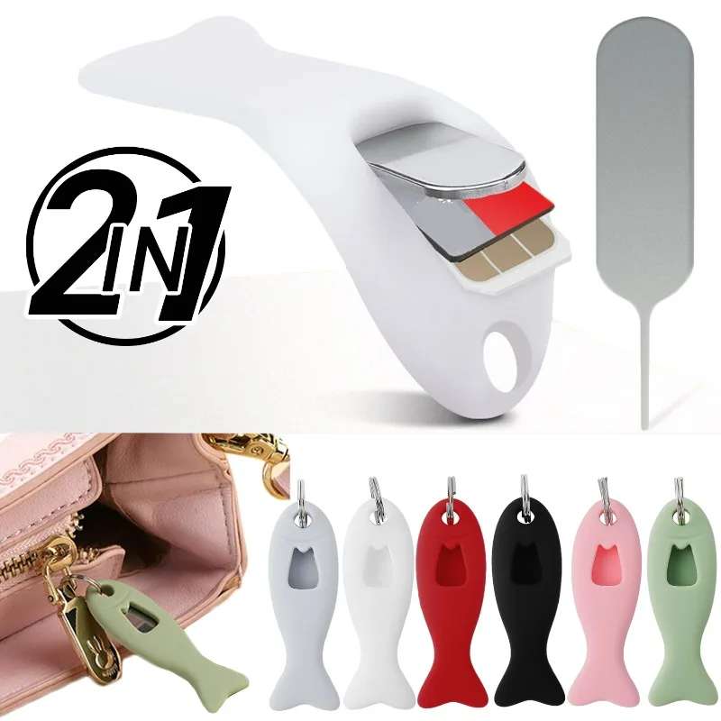 SIM Card Removal Tool Card Tray Pin Eject with Silicone Case Key Pendant Universal Mobile Phone SIM Card Needle Opener Ejector