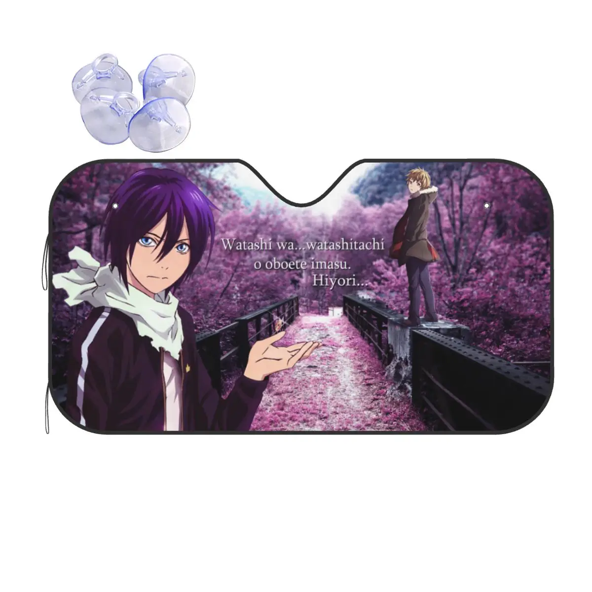 

Anime Noragami Personality Sunshade Windscreen 76x140cm Aluminium Foil Car Window Windscreen Cover Car-styling