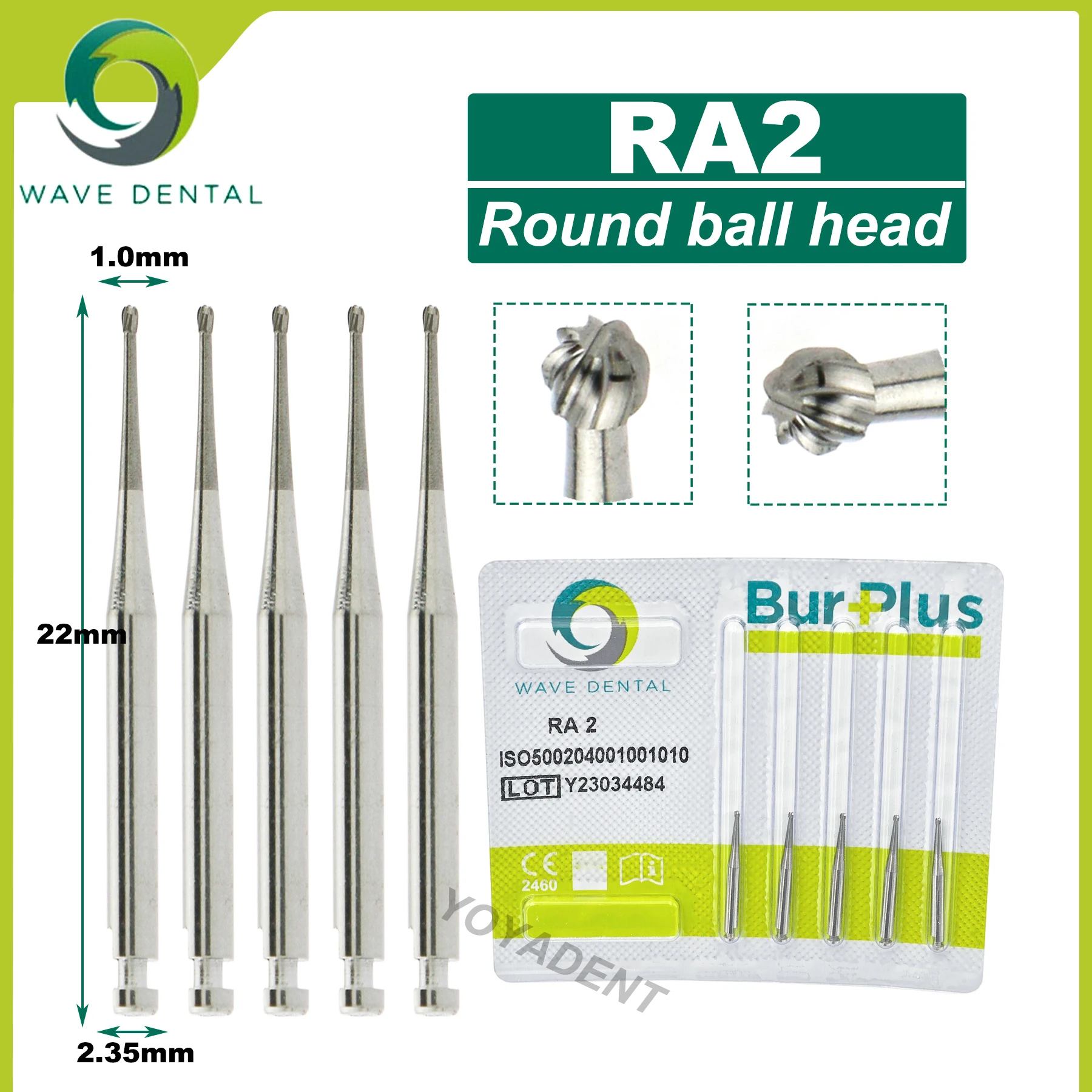 WAVE Tungsten Carbide Burs RA Burs Dia. 2.35mm For Low Speed Contra Angle 5Pcs/pack 5