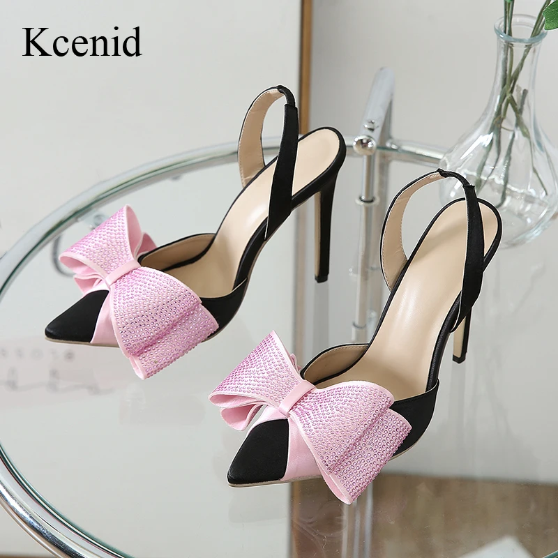 

Kcenid Summer Fashion Pink Butterfly-knot Wedding Shoes Woman Slingbacks Pumps Pointed Toe Thin Heels Sandals Ladies Pumps