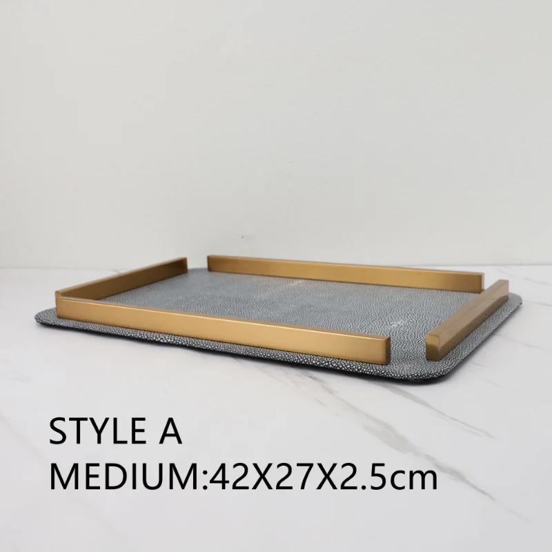 Leather Storage Disc Metal Decorative Tray Entrance Bedroom Decoration Home Living Room Organizer Desktop Storage Tray Ornaments 5