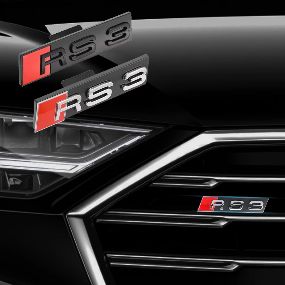 ABS 자동차 전면 그릴 엠블럼 데칼, 자동차 로고 장식 액세서리, 아우디 RS SLINE A8 RS3 RS4 RS5 RS6 RS7 RS8 S3 S4 S5 S8, 1 개