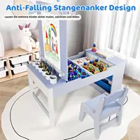 Table pour enfants avec 2 chaises, groupe de sièges pour enfants avec espace de rangement, table de peinture, bureau, table de jeu artisanale en bois 4