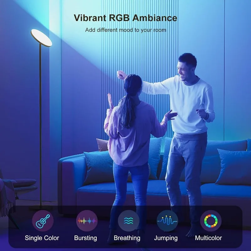 RGB Torchiere Floor Lamps for Living Room, 32W/3200LM Bright LED Standing Lamp with Remote, Modern Color Changing Tall Lamp with 5