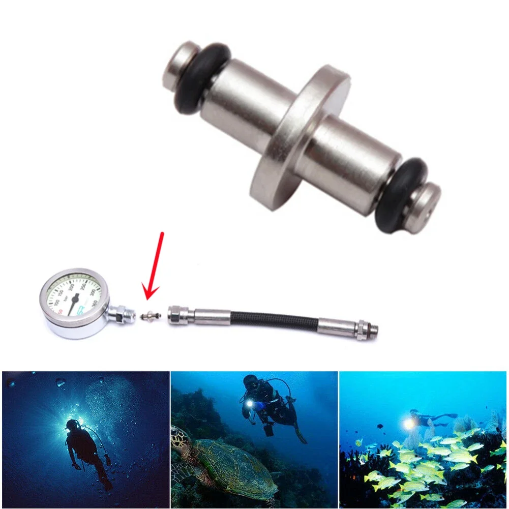 Scuba Diving High Tube Pressure T End Air Spool With O-Ring Pipe Valve Core HP Pin Gauge For SPG Swivel Pool Accessories 13mm metal dog hook buckles webbing handbag strap chain swivel clasps lobster snap hook d ring bag diy parts accessories