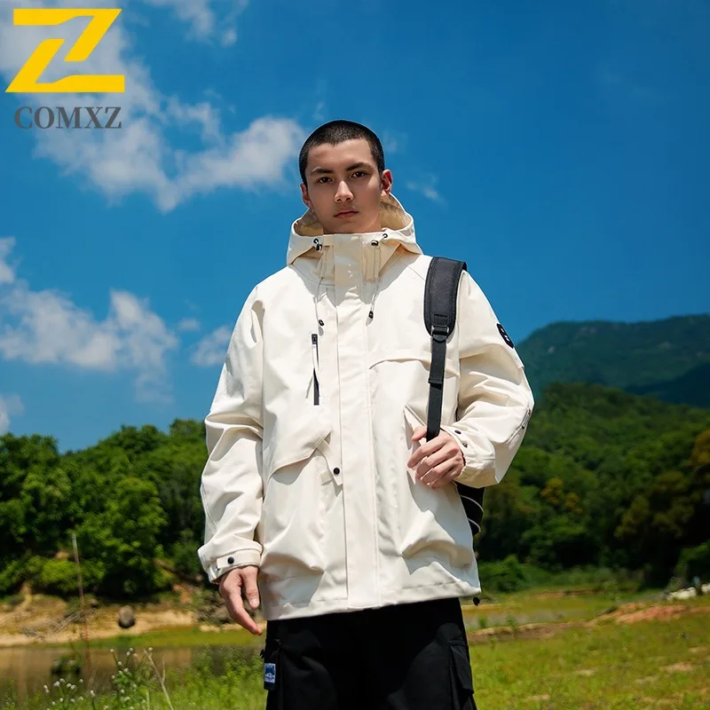 Men's Korean Style Hooded Workwear Jacket Windproof Waterproof Mountain Outdoor Parka with Multi-Pockets Many Color Options 2025