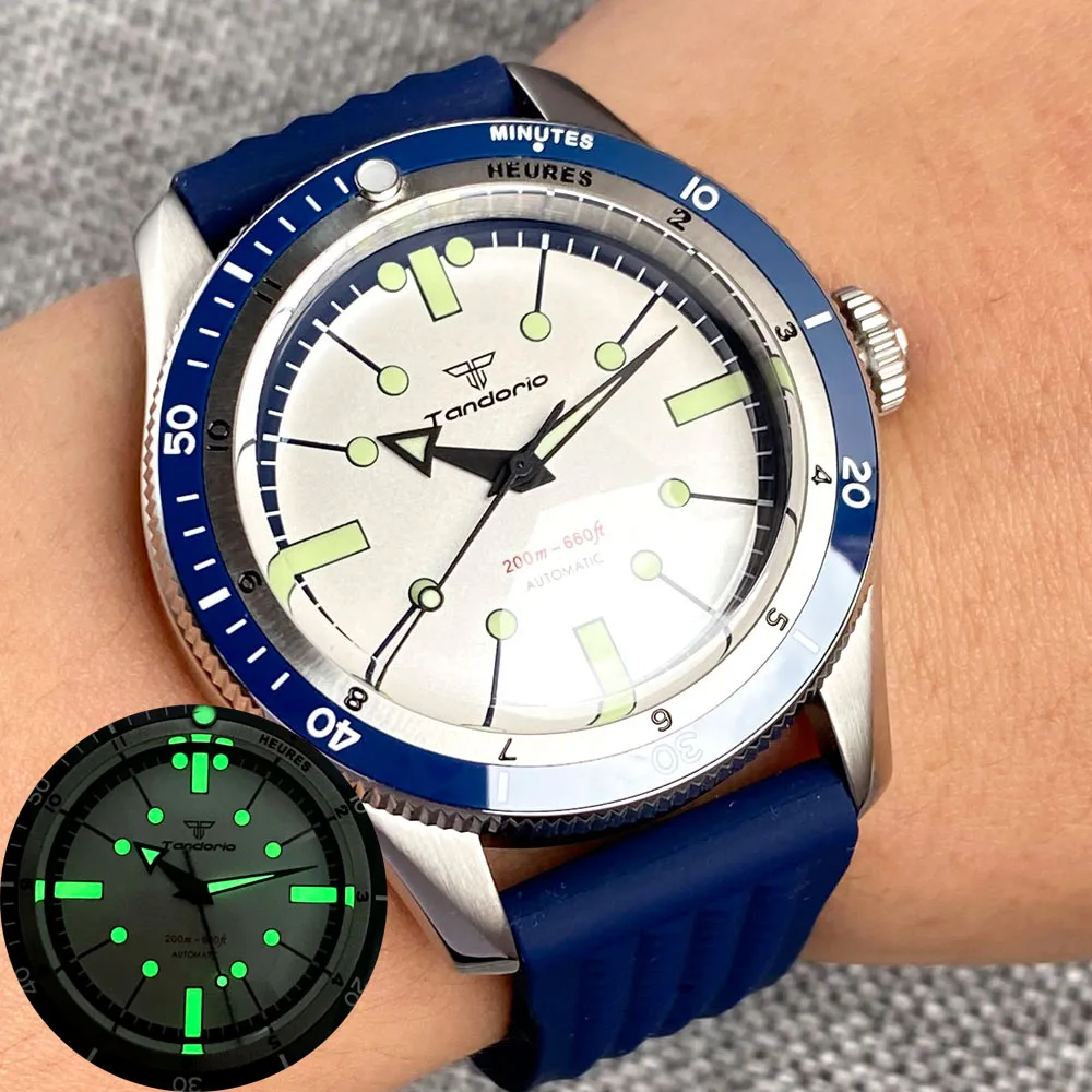 40mm 200M Waterproof Diver Watch For Men Double Bow Sapphire Glass Japan NH35 PT5000 Automatic Screw Down Crown Ceramic Bezel
