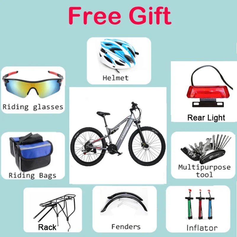 Electric bike randrid YG90A gray electric MTV 48V 1000W motor 17Ah battery hydraulic brakes