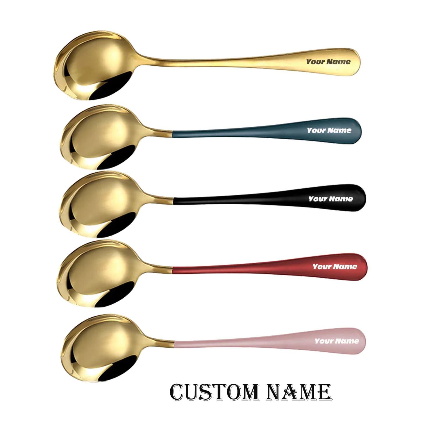 Table Spoons For Eating Food Grade Stainless Steel Gold Teaspoons  Tablespoons Big Spoon Kitchen Spoons Silver Spoon Large Soup - AliExpress