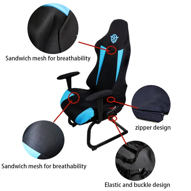 1 Set Gaming Chair Cover Elastic Computer Chair Backrest Armrest Cover Protector Universal Soft Thicken Armchair Seat Covers 5