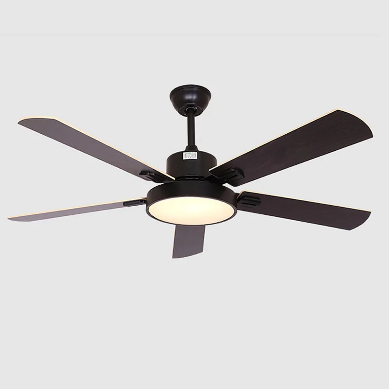 

Remote control modern 52 inch abs wood 5 blade led ceiling fan with led light