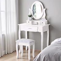 Туалетный столик Rosahqnda с табуретом, с 360° °   Вращающееся зеркало, съемный туалетный столик, столик для макияжа, макияж для девочек/женщин