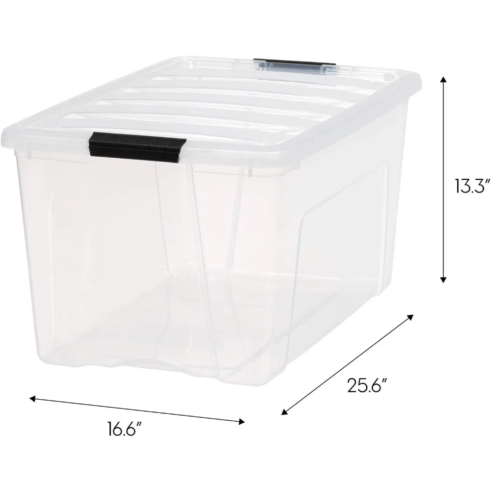 72 Qt. Plastic Storage Container Bin with Secure Lid and Latching Buckles,  Durable Stackable Storage Organization - AliExpress