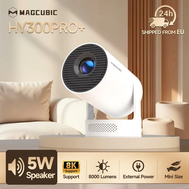 Magcubic HY300 Pro+ 8K Android 14 Portable Projector 8000 Lumens WiFi 6 BT5.4 Outdoor Theater 5W HiFi Speaker 720P HD Supported 1