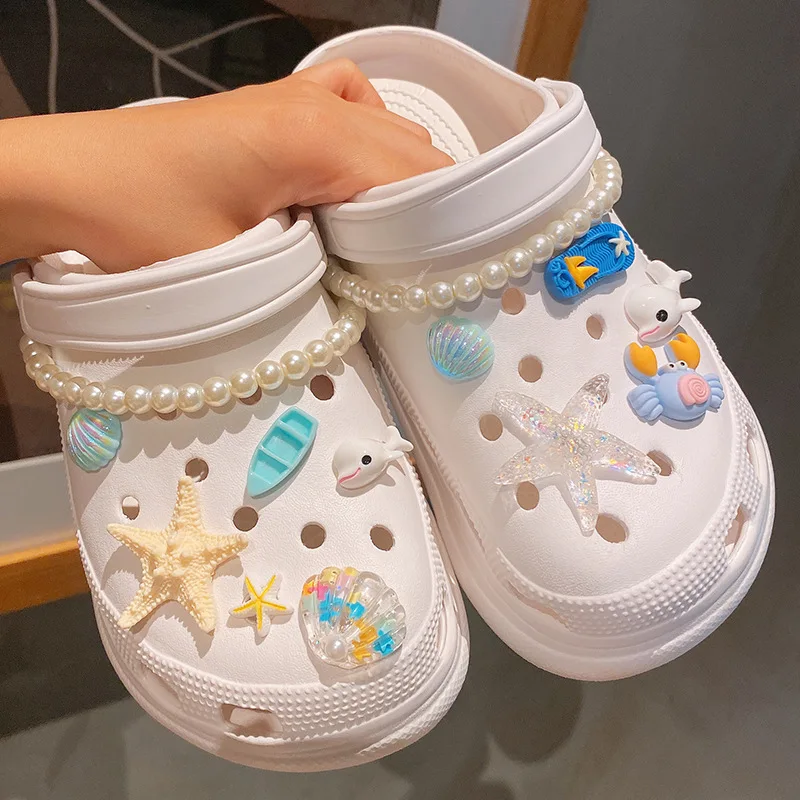 

12PCS Summer Starfish Crab Cute Animals Shoe Charms Accessories Ocean World Shoe Decorations Children's Sandals Shoe Buckle