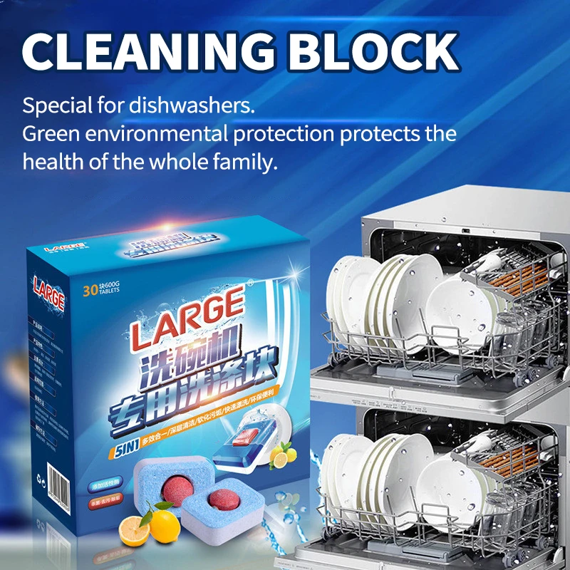 60pcs Dishwashing Cleaning Effervescent Tablet Block Detergent Dishwasher Tablets Washing Helper Kitchen Household Dishwashers