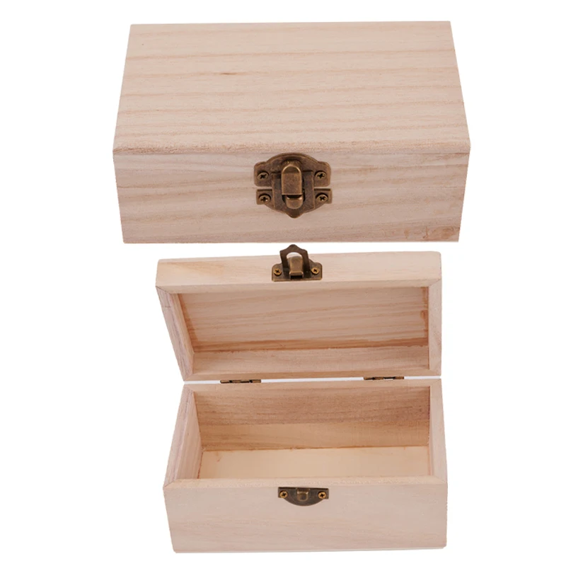 

Plain Wood Wooden Square Hinged Storage Boxes Craft Gift Box Handmade Case Box Storage Organization Sundries Storage Box