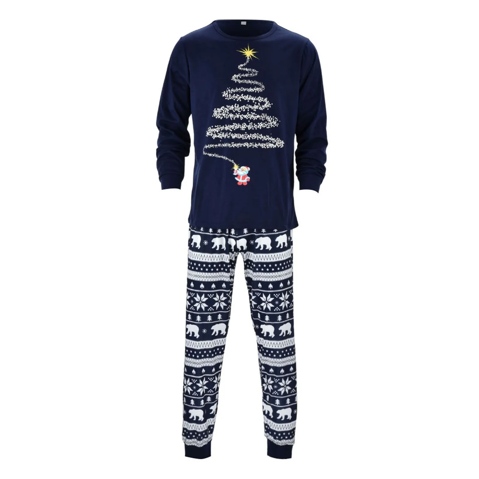Conjunto de pijama navideño para padres e hijos, ropa de dormir de 2 piezas, camiseta de manga larga con cuello redondo y pantalones, conjunto familiar a juego para madre, padre e hijo