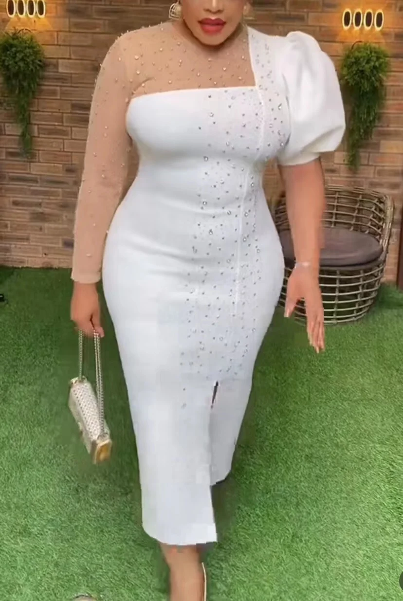 

2023 Summer Elegant African Women Long Sleeve O-neck Polyester Wedding Party Long Dress Maxi Dress Dashiki African Dresses Women
