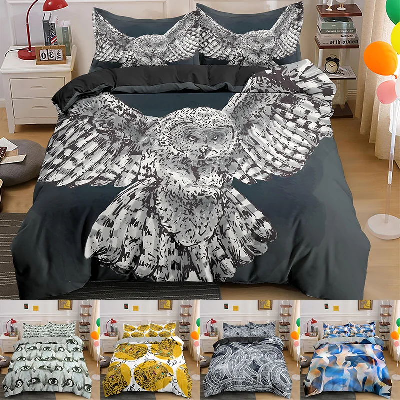 

3D Luxury Animal Bedding Set Eagle Cat Dog Penguin Duvet Cover Set Soft Kids Bed Set Single Twin Full Queen King Size Bedding