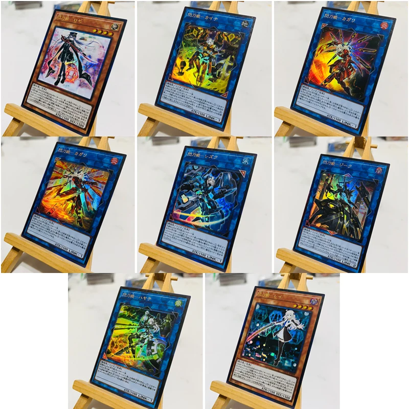 

8pcs/set Anime Yugioh Cards Sky Striker Ace Laser Stripe Gilding Flash Card 3 Styles Game Collection Cards