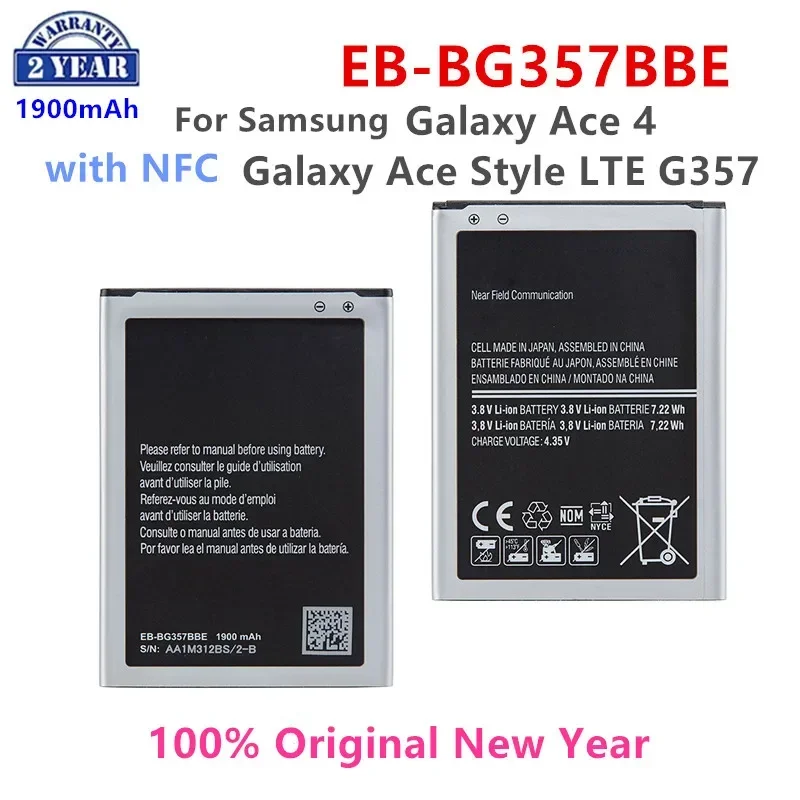 

100% Orginal EB-BG357BBE Replacement 1900mAh Battery For Samsung Galaxy Ace 4 Galaxy Ace Style LTE SM-G357FZ G357 With NFC