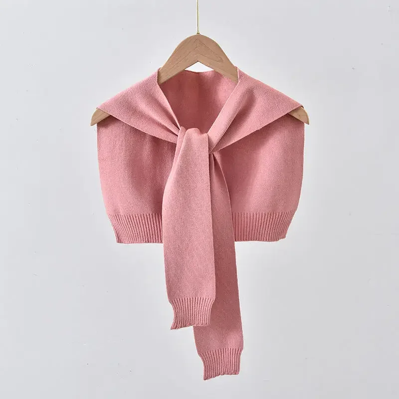 Shrugs Women Shoulder Shawl Fall Outwear All-match Candy Colors Fashion Knit Scarf-collar Harajuku Korean Streetwear Chic Sweet