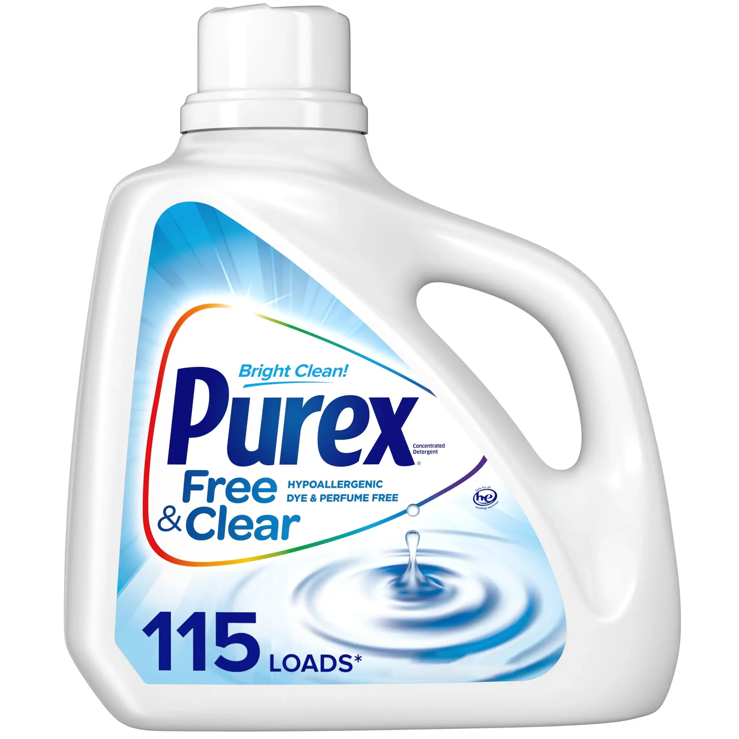Liquid Laundry Detergent Free & Clear 150 Fluid Ounces 115 Loads Perfect for People with Sensitive Skin