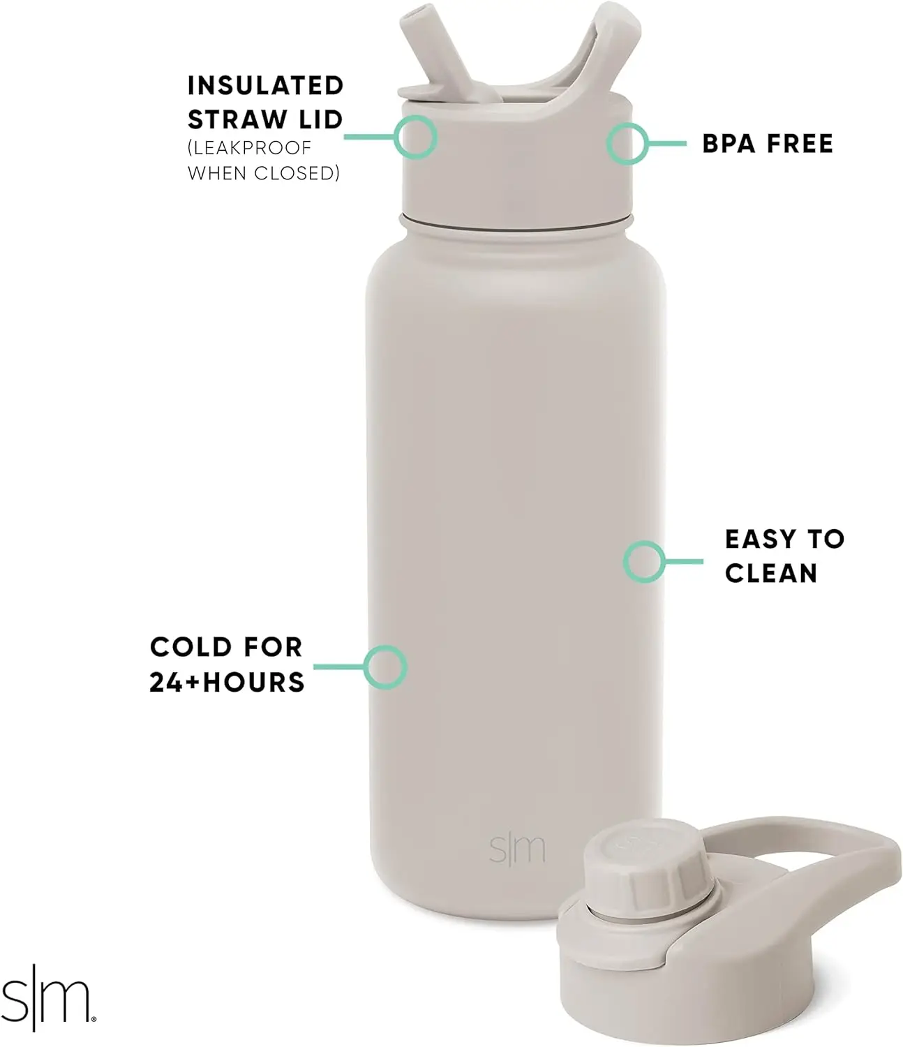 Simple Modern Water Bottle with Straw and Chug Lid Vacuum Insulated  Stainless Steel Metal Thermos Bottles | Reusable Leak Proof BPA-Free Flask  for