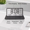 Transparent LED Large Screen Alarm Clock Temperature Date Week 12/24H Snooze Battery Desk Office School Home Decor Bedroom Kids 3