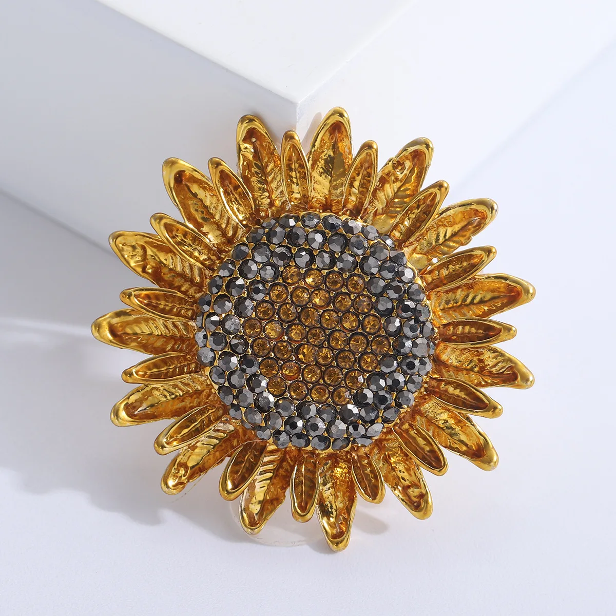 Spilla Girasole Con Strass - Accessorio Per Sciarpe E Vestiti, Regalo Donna - Foto 3