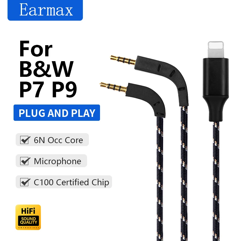 For B&W P7 P9 Earphones Replaceable Lightning to P7 P9 Upgrade