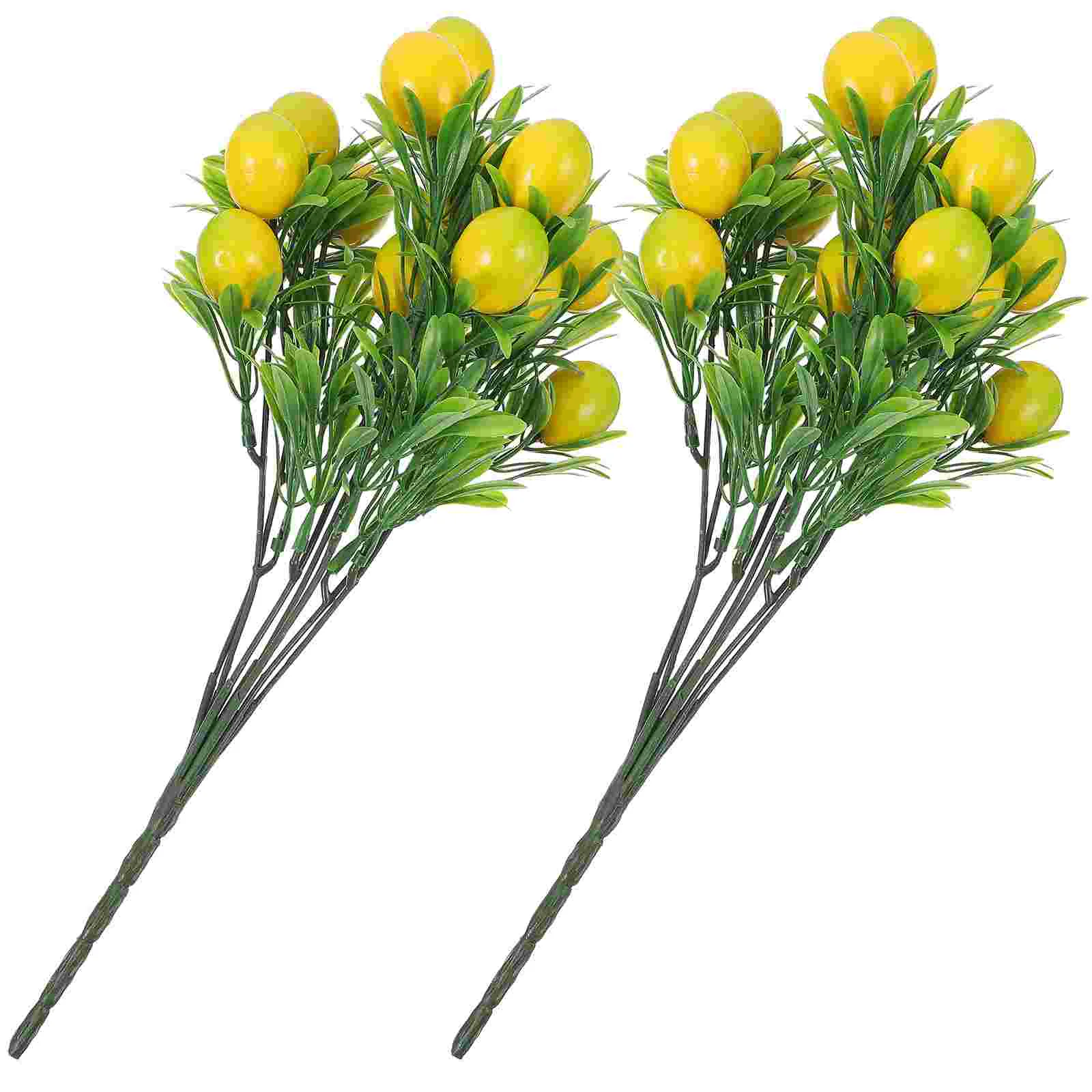 2pcs Artificial Lemon Branch Artificial Lemon Stem Decors Fake Fruit Branches Vase Filling Decors artificial fruits and vegetables